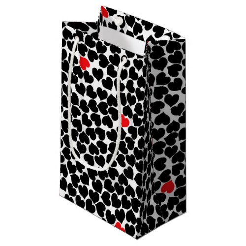 Black and Red Hearts on White Small Gift Bag