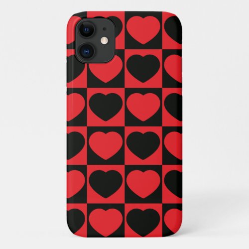 black and red hearts phone case