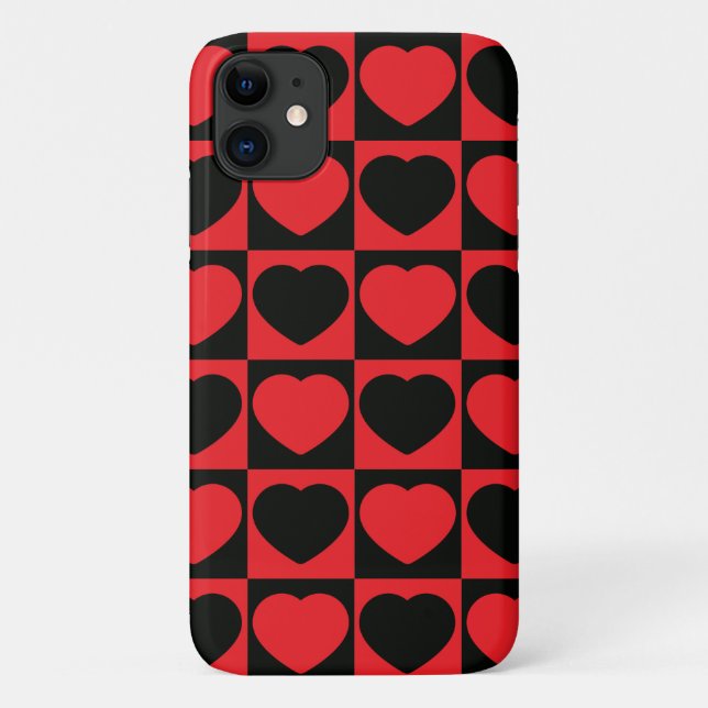 black and red hearts phone case (Back)