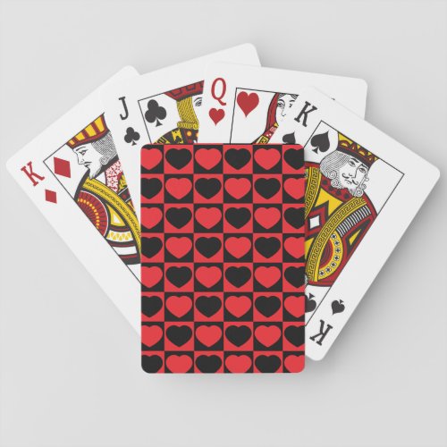 black and red hearts playing cards poker