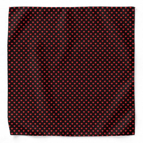 Black And Red Hearts Polka Dot Pattern Bandana
