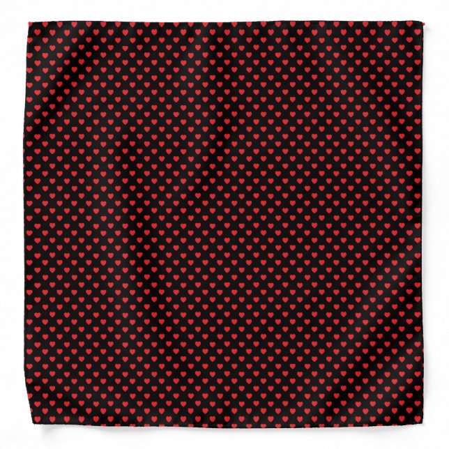 Black And Red Hearts Polka Dot Pattern Bandana (Front)