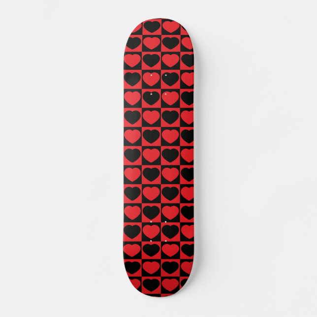 black and red hearts skateboard (Front)