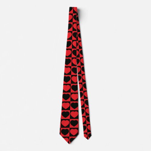 black and red hearts tie