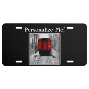 Black and Red Heritage Railroad Train License Plate