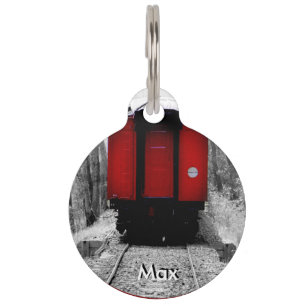 Black and Red Heritage Railroad Train Pet ID Tag