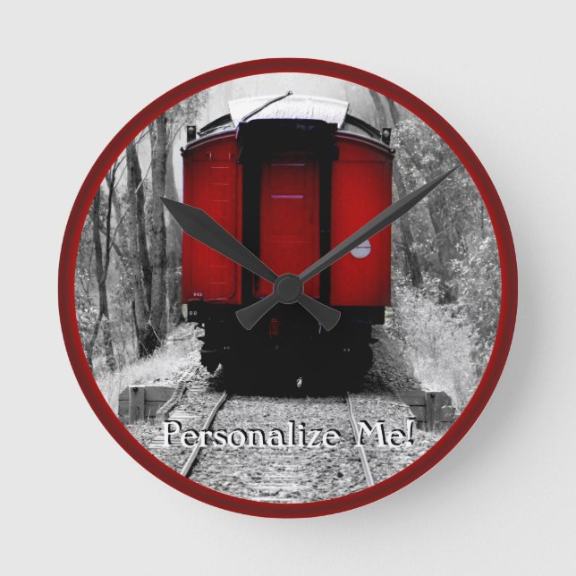 Black and Red Heritage Railroad Train Round Clock (Front)