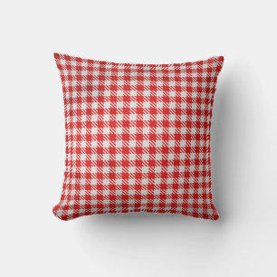 Black and Red Houndstooth Pattern Throw Pillow
