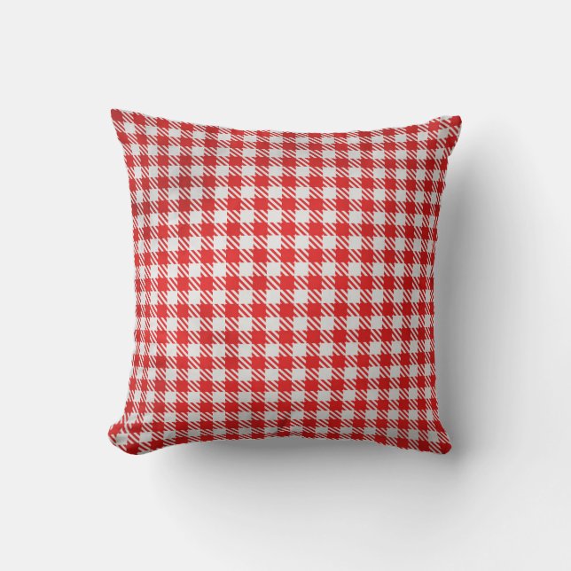 Black and Red Houndstooth Pattern Throw Pillow (Front)