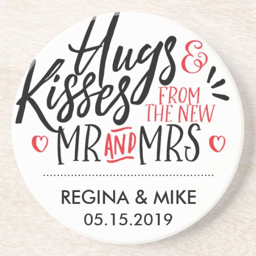 Black and Red Hugs and Kisses From New Mr and Mrs Coaster
