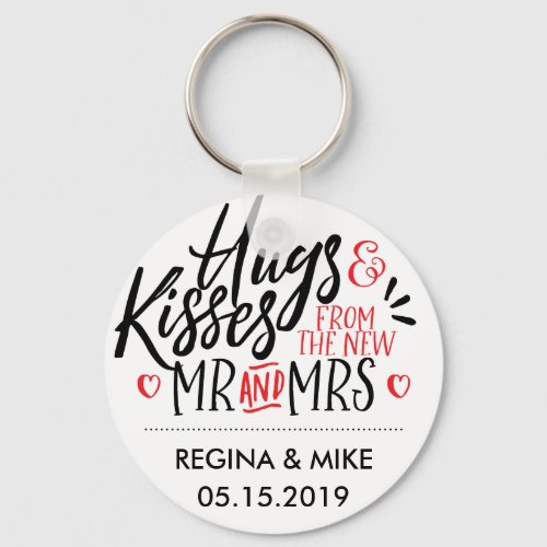 Black and Red Hugs and Kisses From New Mr and Mrs Keychain