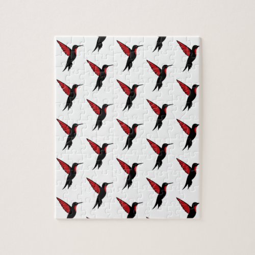 Black and Red Hummingbird Bird Art Jigsaw Puzzle