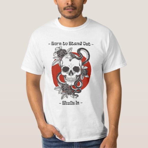 Black and Red Illustration Skull Pop Culture T_Shi T_Shirt