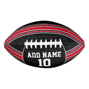 Black and Red Jersey Stripes with Custom Name Football