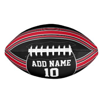 Black And Red Jersey Stripes With Custom Name Football by MyRazzleDazzle at Zazzle