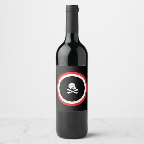 Black and Red Jolly Roger Pirate Wine Label