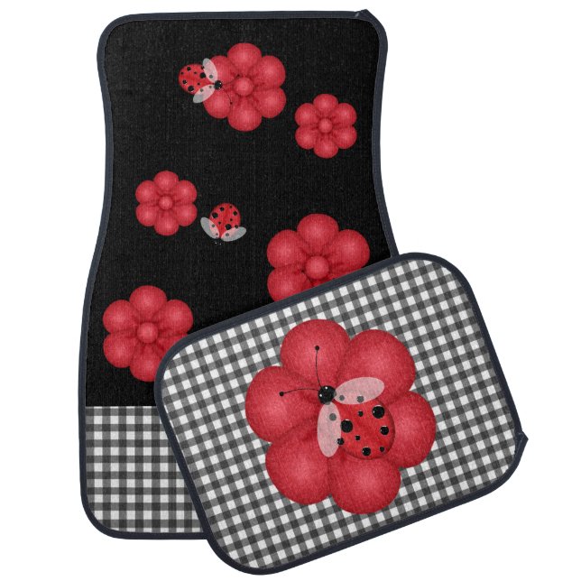 Black and Red Ladybug Car Mats (Set)