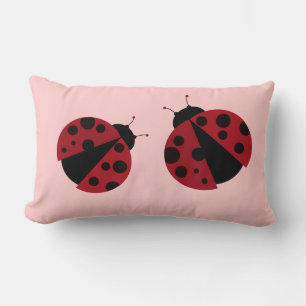 black and red ladybug lumbar pillow