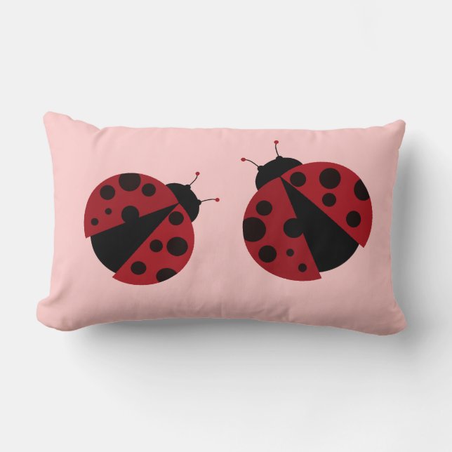 black and red ladybug lumbar pillow (Front)