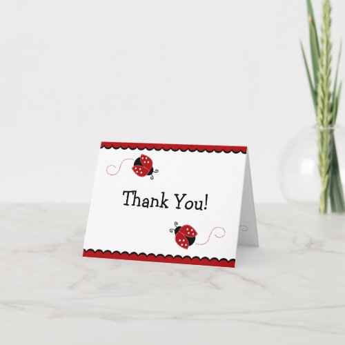 Black and Red Ladybug Thank You Note Card