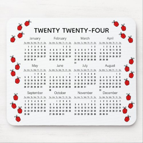 Black and Red Ladybugs 2024 Calendar Mousepad