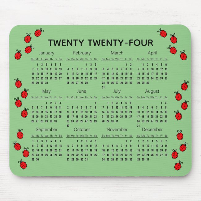 Black and Red Ladybugs 2024 Calendar Mousepad
