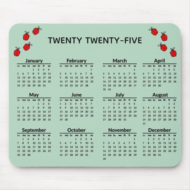 Black and Red Ladybugs 2025 Calendar Mousepad