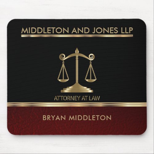 Black and Red Leather Law Firm Designs Mouse Pad