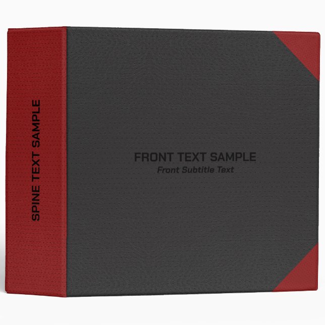 Black and red leather texture image 3 ring binder (Front/Spine)