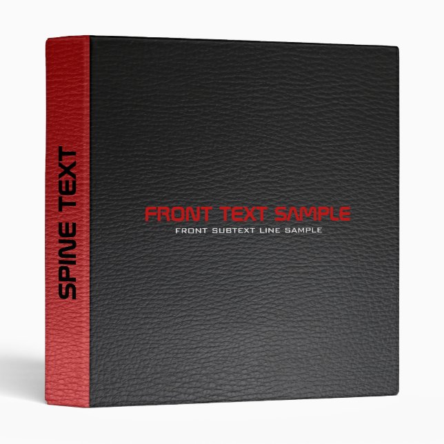 Black And Red Leather Texture Print Binder (Front/Spine)