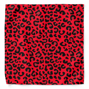 Black and Red Leopard Animal Print Bandana