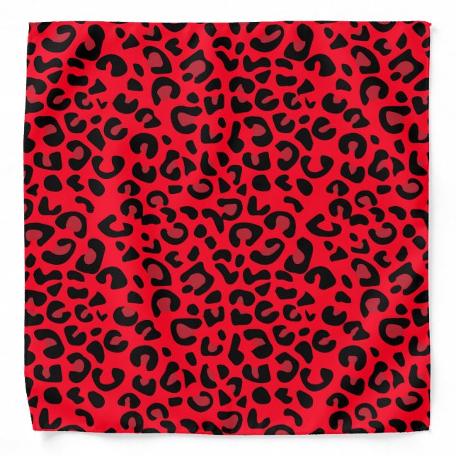 Black and Red Leopard Animal Print Bandana (Front)