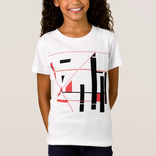 Black and Red Lines and Shapes Geometric Abstract  T_Shirt