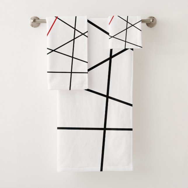 Black and red lines bath towel set (Insitu)