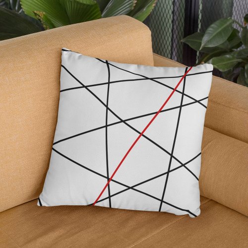 Black and red lines throw pillow