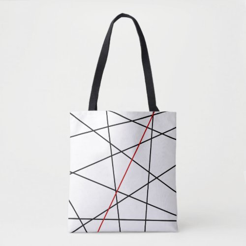 Black and red lines tote bag