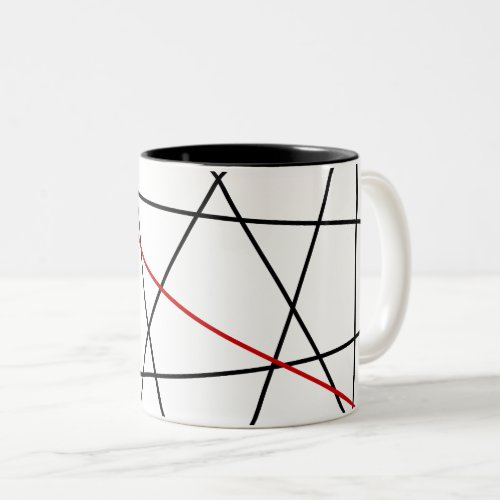 Black and red lines Two_Tone coffee mug
