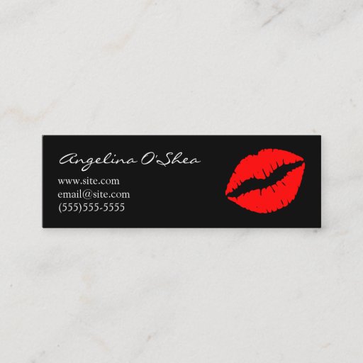 Customizable Red Lipstick Skinny Business Card