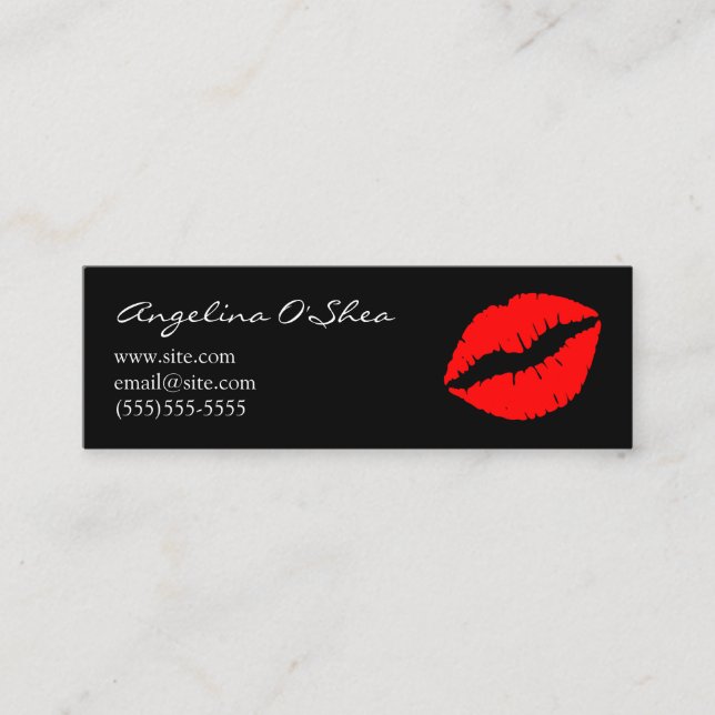 Black and Red Lipstick Mini Business Card (Front)