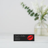 Black and Red Lipstick Mini Business Card (Standing Front)