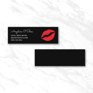 Black and Red Lipstick Whimsical Font Mini Business Card