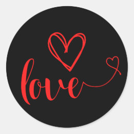 Black and Red Love Sticker with Heart