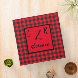 Black and Red Lumberjack Monogrammed 3 Ring Binder
