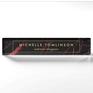 Black and Red Marble Designer Nameplate