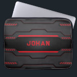 Black and red metallic geometric design laptop sleeve<br><div class="desc">Image of a black and red metallic geometric design. Modern masculine design.</div>