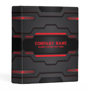 Black and red metallic geometric design mini binder
