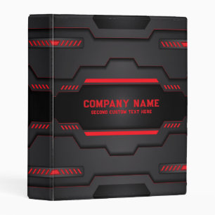 Black and red metallic geometric design mini binder