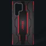 Black and red metallic geometric design samsung galaxy s22 ultra case<br><div class="desc">Image of a black and red metallic geometric design. Modern masculine design.</div>