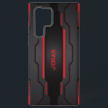 Black and red metallic geometric design samsung galaxy s22 ultra case<br><div class="desc">Image of a black and red metallic geometric design. Modern masculine design.</div>