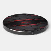Black and red metallic geometric design wireless charger  (Front 2)